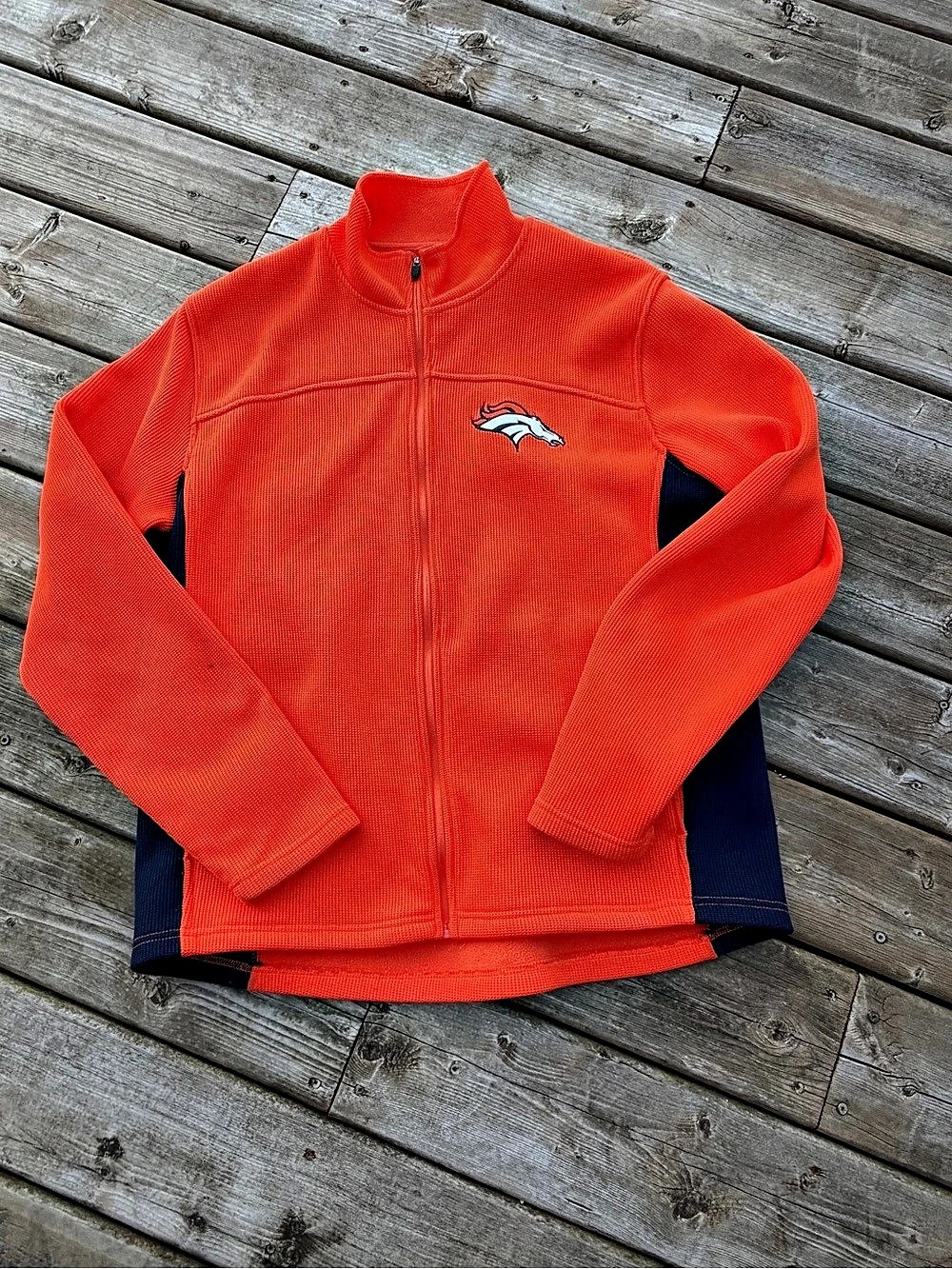 Denver Broncos NFL Team Apparel Jacket Men's XL Orange Navy Full Zip Embroidered
